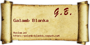 Galamb Blanka névjegykártya